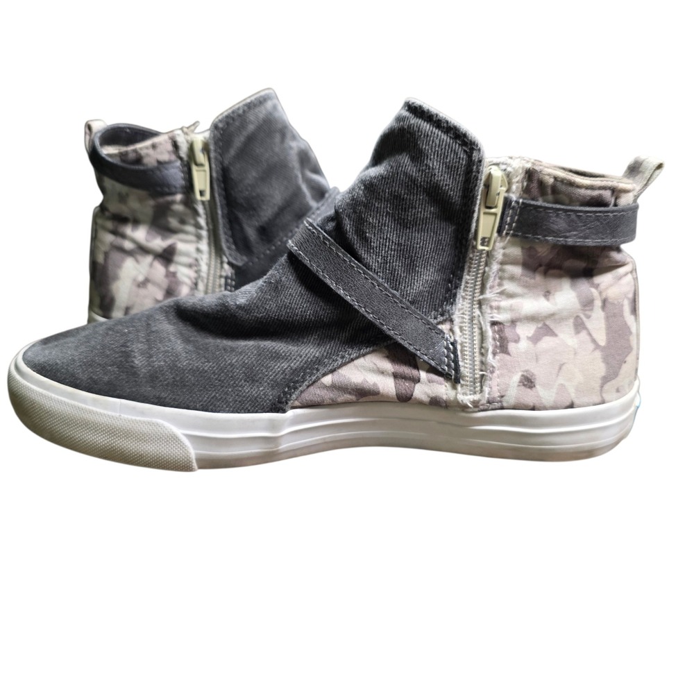 Blowfish Malibu Womens Camo Grey Canvas Buckle High Top Zip Sneakers Shoes Sz 8 - Picture 4 of 10